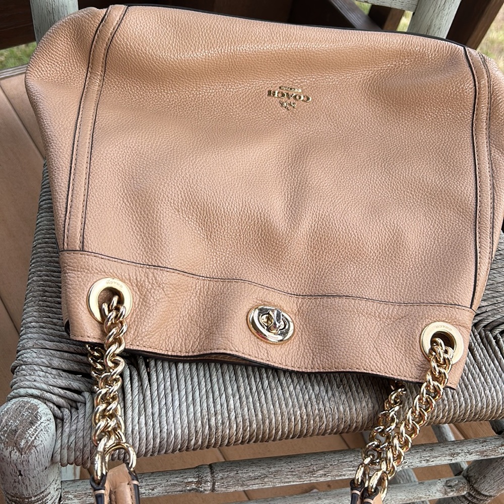 COACH Tan Edie Medium Shoulder Bag - Picture 13 of 16